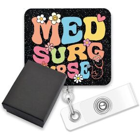 AGMDESIGN Med Surg Nurse Funny Badge Reel Retractable Alligator Clip, Cute Med-Surg RN Badge Holder for Hospital Clinic, Gifts for Medical Surgical Nurses Healthcare Teams, Graduation Gifts for Nurses
