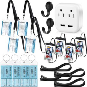Colarr 23 Pcs Cruise Accessories Kit Lanyards for Cruise Ship Cards Cruise Luggage Tags Holder Magnet Hooks Power Strip Waterproof Cell Phone Pouch Towel Bands for Cruise Lines Travel