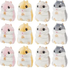 12 Pieces Cute Hamster Stuffed Animal Bulk Hamsters Plush Toy Small Stuffed Doll with Chain for Kid Boy Girl Party Favors Goodie Bag Fillers Carnival Prizes Birthday Gift, 4 Inches (Lovely Style)