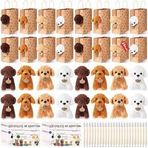96 Pcs Adopt a Puppy Party Favors 7'' Mini Plush Dog Stuffed Animals Bulk Set Inlcudes 24 Small Stuffed Dogs 24 Paper Bags 24 Adoption Cards 24 Pencils, Adopt Pet Gifts for Puppy Themed Birthday Party