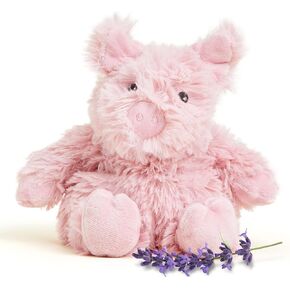 Warmies Junior Microwavable و Toened Pustered ، Pig - Plushie محشوة بالدفء للدفء والراحة - ألعاب أفخم ناعمة لطيفة للبالغين والأطفال (الأولاد والبنات والرضع والأطفال الصغار)
