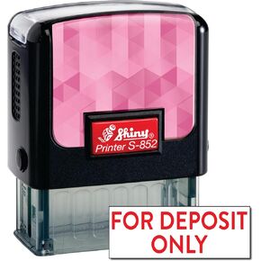 Shiny for Deposit Only Stamp Self Inking Rubber Stamp, 1/2" by 1-1/2" Impression Area, Red Ink, Refillable