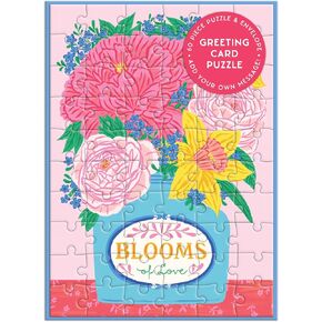 Galison Blooms Of Love – All Occasion Floral Greeting and Jigsaw Puzzle Card Includes Color Coordinated Envelope and Sticker Seal