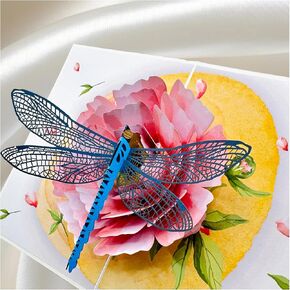 Birthday Card for Mom, 3D Dragonfly Pop-Up Card with Daisies and Butterflies, 3D Birthday Cards for Women, Sympathy and All Occasions, Unique Dragonfly Gift for Mom, Wife, Sister, Grandma, Daughter, Girlfriend, Includes Envelope & Note Tag