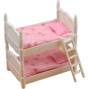 Miniature Bunk Bed Model Toy - Assorted Color, Plastic & Fabric, 3.74x2.40x4.01 Inch, Doll House Furniture Prop for Kids Room Decor