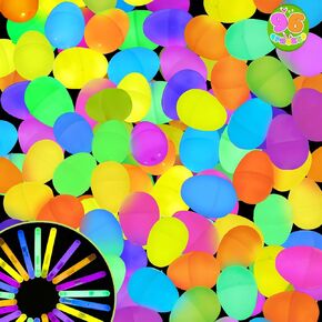 Duchong Glow في الجزء الأكبر من بيض عيد الفصح ، 96 بيض بلاستيكي قابل للملء مع 192 MINI Glow Sticks Inside ، حشوات سلة عيد الفصح هدايا للأطفال الفتيات الفتيات ، لحفل عيد الفصح.