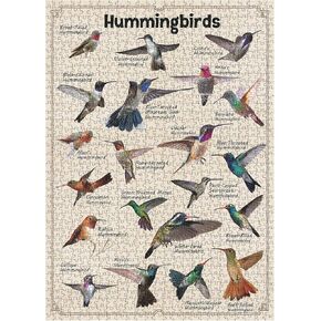 الألغاز الطنان للبالغين 1000 قطعة ، Pickforu Vintage Bird Puzzle لعشاق الحيوانات ، والطيور الرجعية الصعبة مثل ديكور فن الجدار