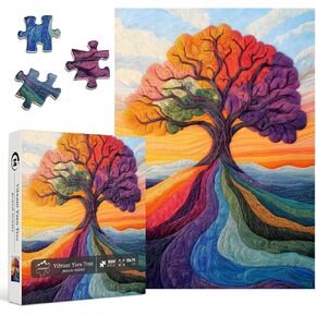 Gradient Tree of Life Jigsaw Puzzles 1000 Pieces，PICKFORU Colorful Yarn Puzzle Rainbow Embroidery, Impossible Nature Plant Art Theme, Challenging for Adults