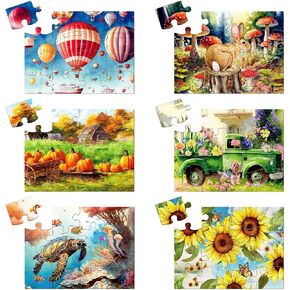 ليليل 6 حزمة 16 PCS الألغاز الكبيرة لكبار السن الخرف الخشبي الألغاز الزهايمر الألغاز سهلة اللغز لكبار السن 12.6 × 9.45 بوصة للألغاز للبالغين أنشطة منتجات الزهايمر