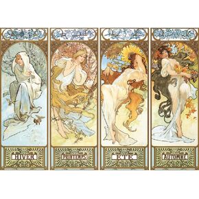 MISITU Jigsaw Puzzles 1000 Pieces for Adults The Four Seasons by Alphonse Maria Mucha Challenging Difficult Puzzles Christmas Birthday Gift Game Toys 19.69 x 27.56 Inches