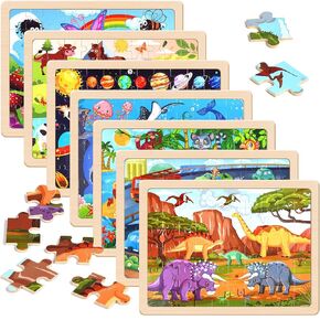 7 حزم الألغاز للأطفال الذين تتراوح أعمارهم بين 4-6 ، 60 PCS الألغاز الخشبية بانورامزو ألعاب مرحلة ما قبل المدرسة التعليمية هدايا للأطفال الذين تتراوح أعمارهم