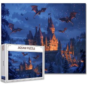 Tucocoo 1000 Piece Jigsaw Puzzle for Adults,Seaside Dragon Mountain Top Puzzle Art,Family Fun Adult Puzzle Games 27 x 20 inch HD Quality Mythological Creatures White Dragon Art Photo Puzzle Gifts