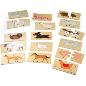 Bigjigs Toys Farm Heads and Tails - لغز المزرعة الخشبية للأطفال الصغار و 3 سنوات من العمر