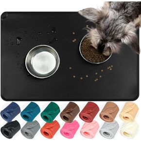 Vivaglory Flexmat Dog Food Food Mat Feet Feet for Food and Water & Indoor Cats ، Silicone Grippy مع شفة مرتفعة ، L ، الشوكولاتة