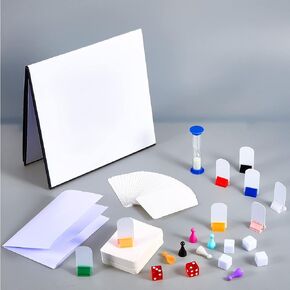 Deekin 131 PCS DIY قم بإنشاء مجموعة ألعاب اللوح الخاصة بك مع أوراق لعب فارغة ، لوحة ألعاب فارغة قابلة للطي ، النرد ، القطع ، مواقف البطاقات ، ورقة القواعد ، وقت الرمال