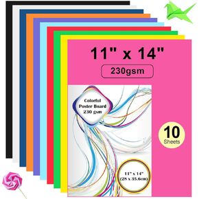 10 Pcs Color Poster Board Paper 11x 14, ROOKEA Vision Boards Bulk 230 Gsm Thick Blank Smart Posterboard Card for School Arts Craft Classroom Projects Drawing Scrapbooking Graphic