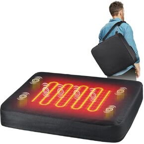 Stadium Seat Cushion 1 Pack, 3 Levels of Heated Massage Bleacher Cushions with Storage Side Pockets, Portable Stadium Cushions for Outdoor Sports, Camping, Fishing