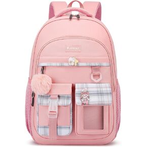 School Backpack for Teen Girls,15.6in Laptop Backpack Kids Bookbag for Middle School College Students,Cute School Bag for Women,Pink