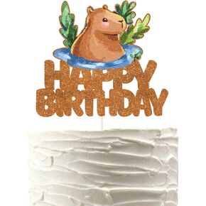Capybara Happy Birthday Cake Topper - Animal تحت عنوان عيد ميلاد الأطفال ، Capybara Dep Baby Shower Cake Decor