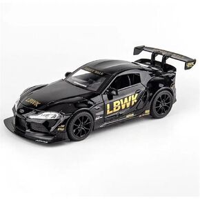 Scale Gody Model Car 1:22 لـ Toyota Supra Car Car Alloy Diecast Simulation Model Switch Wack Wool و Light Ornament Miniature Miniature Die-Cast (Black)