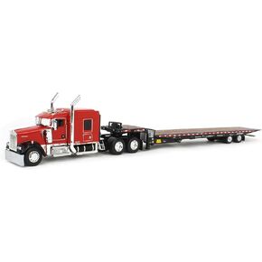 First Gear DCP 1/64 Black/Red Kenworth W900L Landoll 440B-50CA Travel Axle Trailer 60-2034