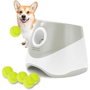 Elevon Automatic Dog Ball Launcher, Indoor/Outdoor Interactive Dog Toy with Three Ranges, Includes 6 Mini Tennis Balls and a Data Line, Suitable for Small and Medium-Sized Dogs, Green