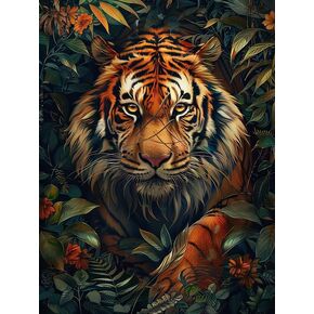 VAIIEYO 5D DIY Diamond Art Kits for Adults Tiger, Diamond Painting Animal, Paint by Number Full Drill Round Rhinestone Craft Canvas for Home Wall Decor Gift 12x16 inch-14