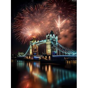 IPISSOI 5D DIY London Bridge Diamond Art Diamond Dots Full Drill for Home Wall Decor Gift Famous Places of The World Diamond Painting Kits for Adults 12x16inch/30x40cm