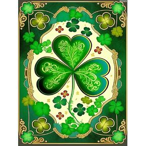 IPISSOI Diamond Art Kits for Adults St Patrick's Day Shamrock Diamond Painting Kits HD Canvas Crystal Embroidery for Room Decor Home Decor Wall Decor Art Craft Gifts 12x16inch/30x40cm
