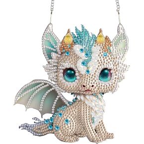 Tdferan Diamond Painting Pendant Dinosaur DIY GEM ART Hanging Handmade Art Decoration Kit Garden Window Pendant Diamond Paint