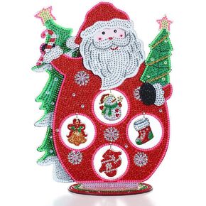 Yeesam Art Santa Claus Top Top Diamond Painting Kits Luminous ، Desk Top Decor