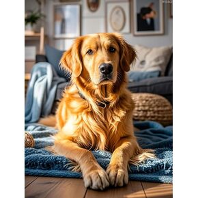 Ipissoi 5d Diamond Art Golden Retriever Diamond Painting مجموعات DIY الكاملة تدريبات الجولة الكاملة من خلال ترميش الفنون التطريز والحرف اليدوية لغرفة المعيشة ديكور الجدار المنزل 12x16inch/30x40cm