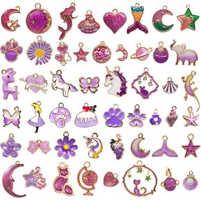 LITMIND 50 Pcs Cute Enamel Charms for Jewelry Making Bulk lot Rhinestone Necklace Pendants Earrings Bracelet Designer for DIY Crafting Charms