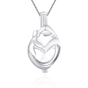 925 Sterling Silver Mother Heart Cage Pendants Crafting Charm for DIY Necklace Bracelet Jewelry Making
