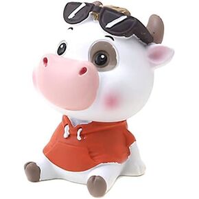 ikasus Cute Cow Toy Car Ornaments,Lovely Cow Car Dashboard Decorations Bobble Shaking Head Car Doll Desktop Toy Dolls,Car Interior Accessories,Perfect for Dashboard, Home, Kitchen, Office Decoration