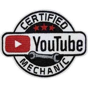 3.5" Certified YouTube Mechanic Embroidered Iron On Patch, Funny Meme Emblem