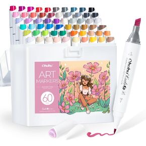 Ohuhu Mini Brush Tip علامات الكحول Kaala B Series Fineliner Micro Pens 8 Pack Black Ink Coster Coard