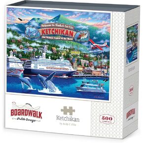 Boardwalk Puzzles Ketchikan, 500 Piece Jigsaw Puzzle for Adults, Made in USA