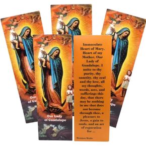 حزمة حزمة Backdle Lady of Guadalupe Holy Card مع صلاة لطلاب المدارس الكاثوليكية أو دراسة الكتاب المقدس ، مجموعة من 5