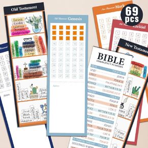 69pcs Bible Lockmark for Women Men ، Bible Reading Tracker Lundmarks Bulk ، وأرقام الطوارئ للكتاب المقدس الإشارات المرجعية ، المرجعية المسيحية الملهمة ، الهدايا الدينية لدراسة الكتاب المقدس