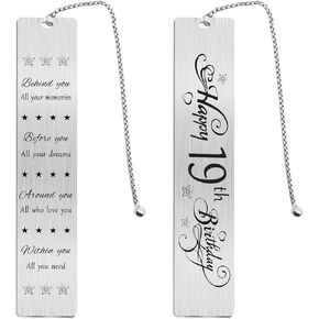 JZXWAN Happy 19th Homats First Birthday for Teen Girls Boys ، Sweet 19 Age Birth Bondark Gownmation Gift for Women Men ، 19 yr Bay Book Mark for Teenager ، 2006 bd phens ، funny 19th bday decorations