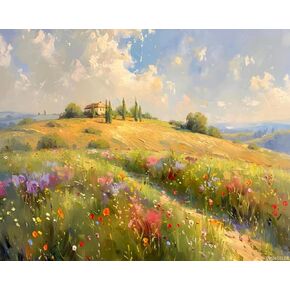 Svinoiler Landscape Paint by Numbers Kit للبالغين المبتدئين ، DIY سهلة الطلاء الكبار بالأرقام الزهور ، والزهور البرية الجبلية بالرقم دون إطار جدار المنزل ديكور 20x16 بوصة