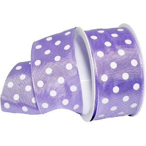 Morex Ribbon Polka Ribbon, 1.5 inch by 3 Yards, Lavender with White dots (6612.40/3-111)