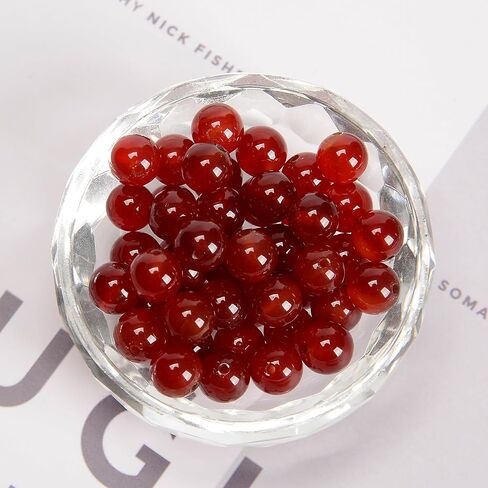 65Pcs 6mm Red Agate Natural Round Loose Real Stone Beads Gemstone Genuine for DIY Hand Made Craft Jewelry Bracelet Earring Necklace String Making Energy Healing Power in Saudi Arabia