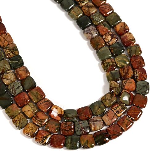 20 Pcs 10x20mm Natural Red Creek Picasso Jasper Rectangular Bead Double Drill Rectangle Gemstone Beads for Jewelry Making Bracelets in Kuwait