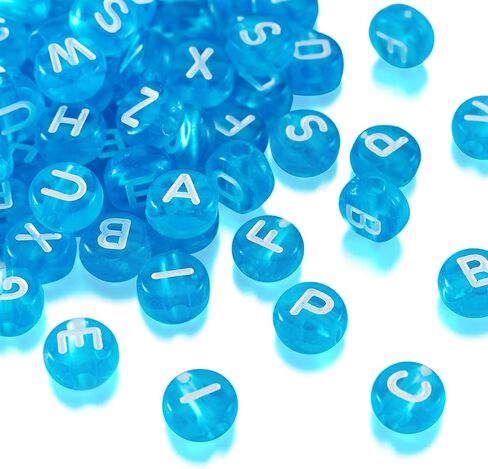 370pcs Transparent Acrylic Alphabet Letter Beads 7mm Flat Round Disc Coin A-Z White Letter Pattern Loose Spacer Beads Charms for DIY Necklace Bracelet Jewelry Making, Pink in Saudi Arabia