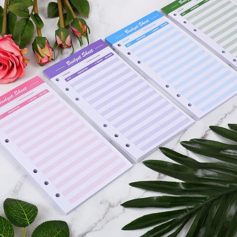 Skydue 60pcs ملاءات ميزانية التتبع المصاريف ومبيعات حزمة موثق الميزانية الجلدية A6 PU in Kuwait