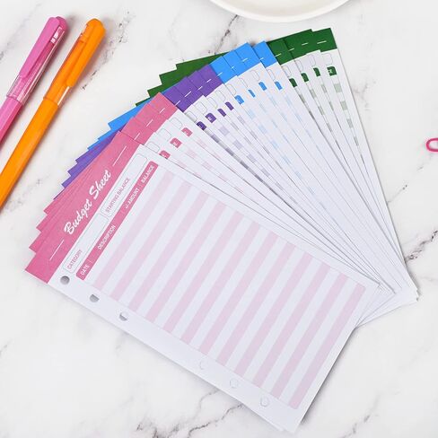 Skydue 60pcs ملاءات ميزانية التتبع المصاريف ومبيعات حزمة موثق الميزانية الجلدية A6 PU in Kuwait