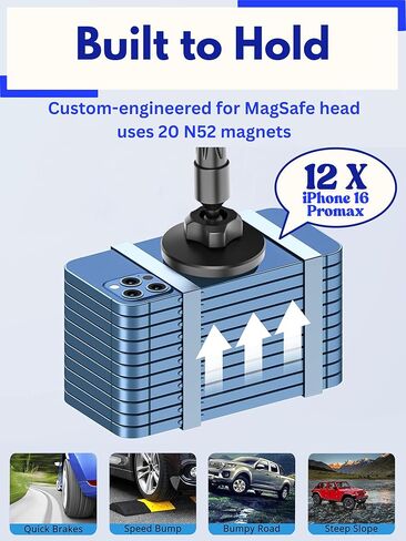 Cup Phone Holder for Car, Magnetic – Compatible with MagSafe, Secure Magnetic Mount, Stability-Enhanced Expandable Base, Flexible Reinforced Gooseneck, Works with iPhone, Galaxy, Pixel [Not Charger] in Saudi Arabia