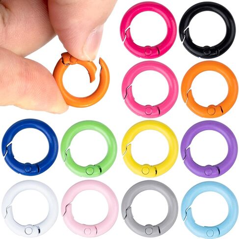 Customylife 24pcs زنبرك ملون أو حلقات ، مقاطع كرابر جولة معدنية 24 ملم ، ملحقات DIY المشبعة المسبقة للمفاتيح المحفظة. in Kuwait